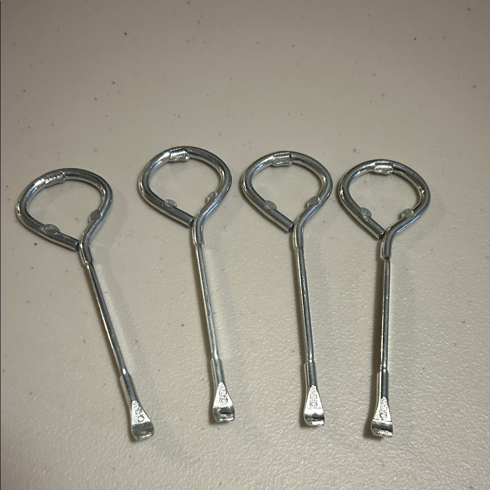 Set of Four Silver Metal Bottle Openers / paint can openers